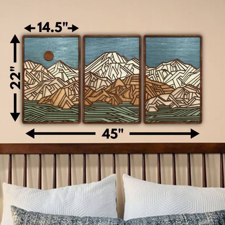 Light House Laser Art - Wholesale Wall Art Set - Wood Mountain Decor, Above Bed Art, 3 Panels