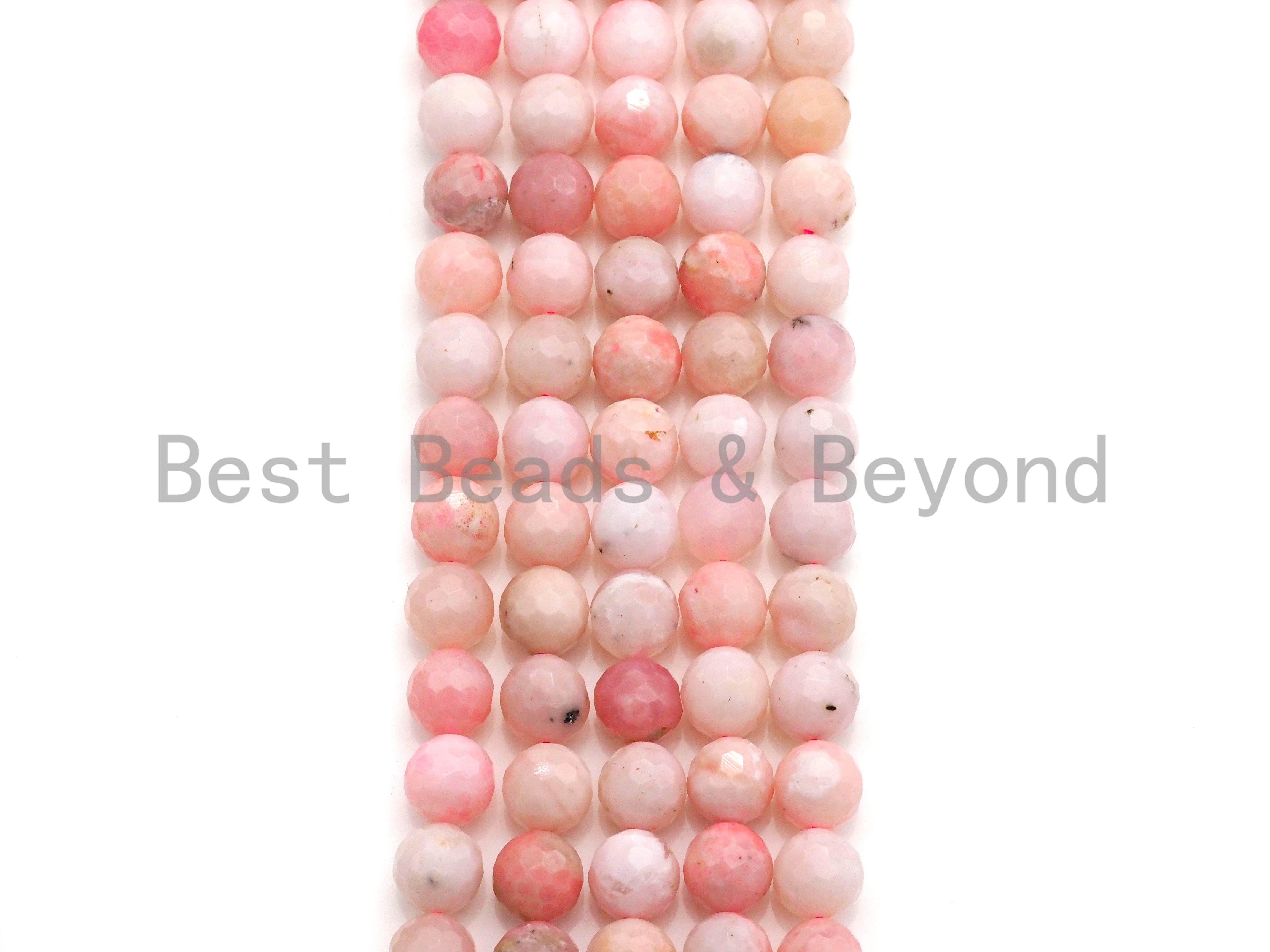 BestBeads&Beyond - Wholesale Beads - High Quality Natural Pink Opal Faceted Beads, 6mm/8mm/10mm/12mm Round Faceted Opal Beads, 15.5" Full Strand, sku#U8191