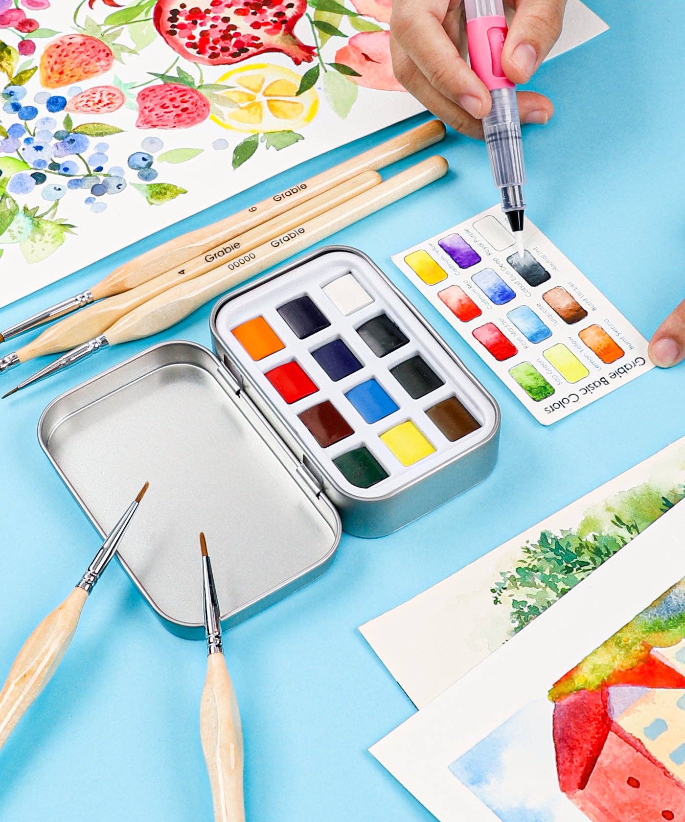 Grabie - Wholesale Watercolor Paint - Watercolor Pocket Set of 12 - Essential Colors4