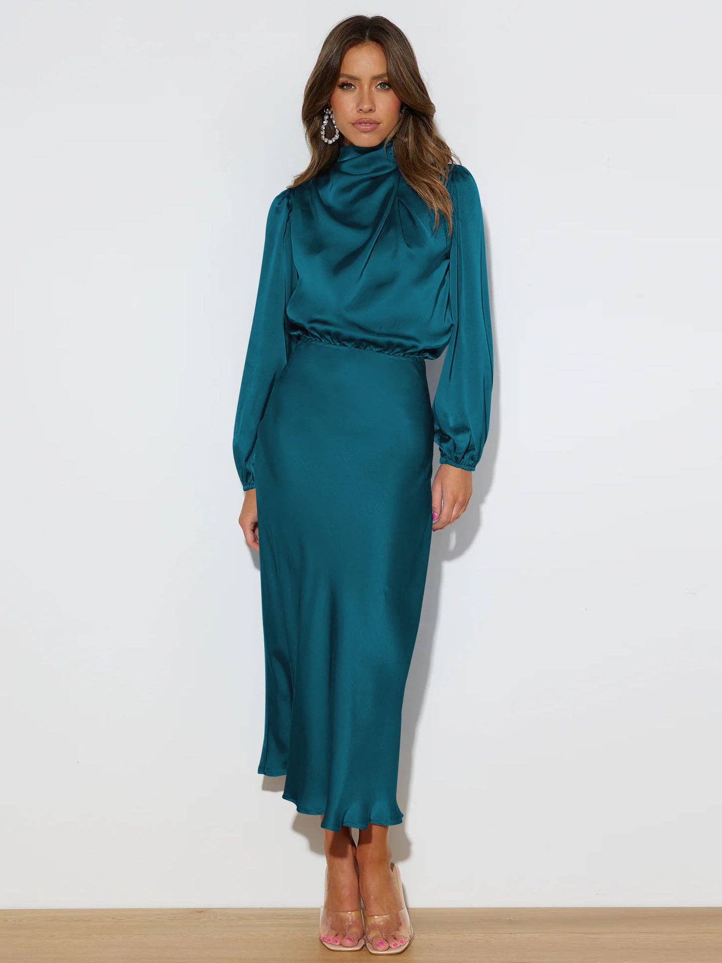 Sweetkama - Wholesale Dress - Women's - Ladies Elegant Satin Party Daily Midi Dress GQTG14