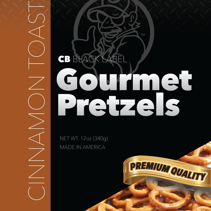 Trucker Treats - Venta al por mayor Pretzels - Tostada de canela CB Black Label, 12 oz