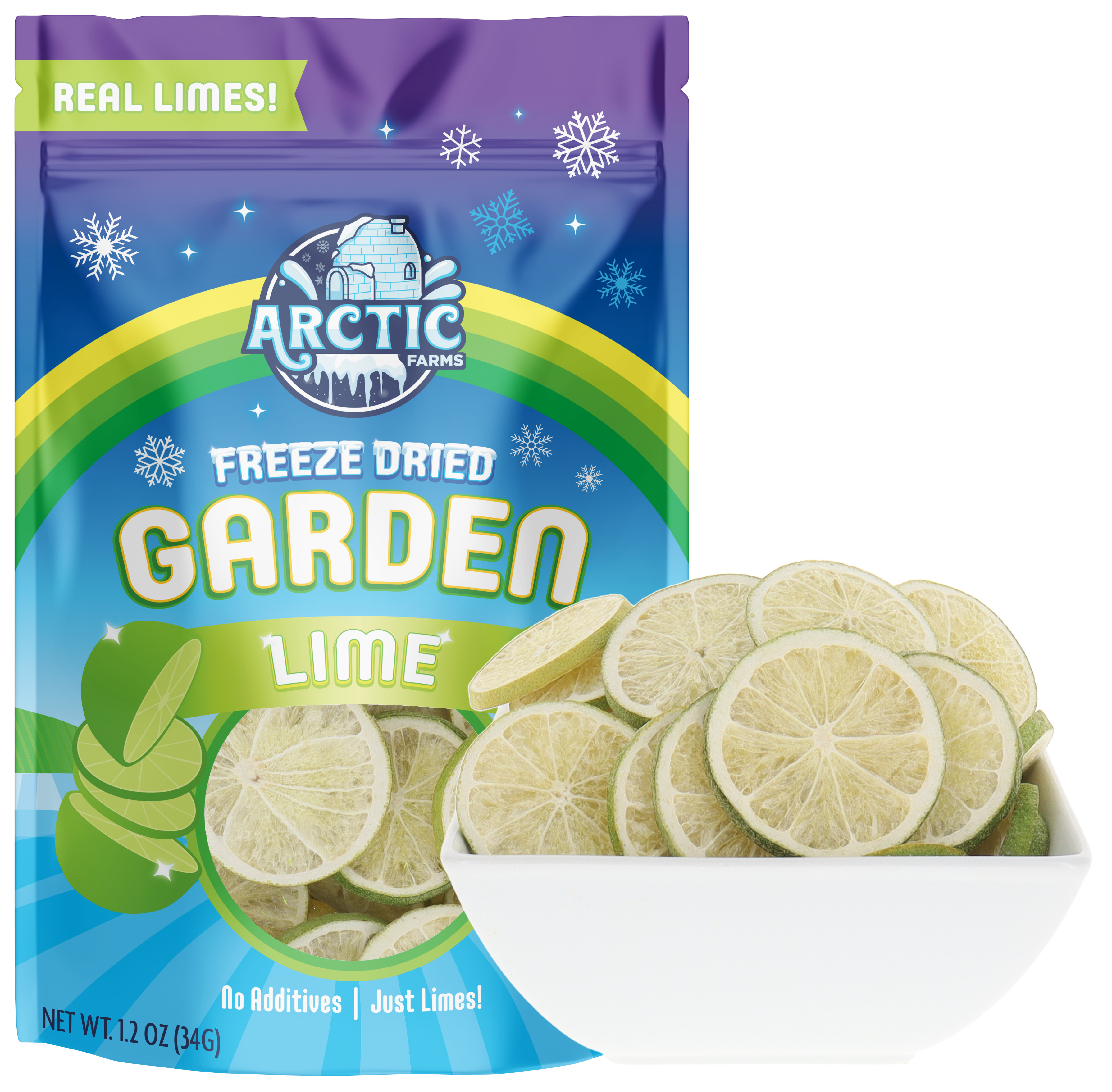 Arctic Farms – wholesale Dried/dehydrated fruit – Arctic Farms Garden Freeze Dried Lime Slices 100% Real Fruit1
