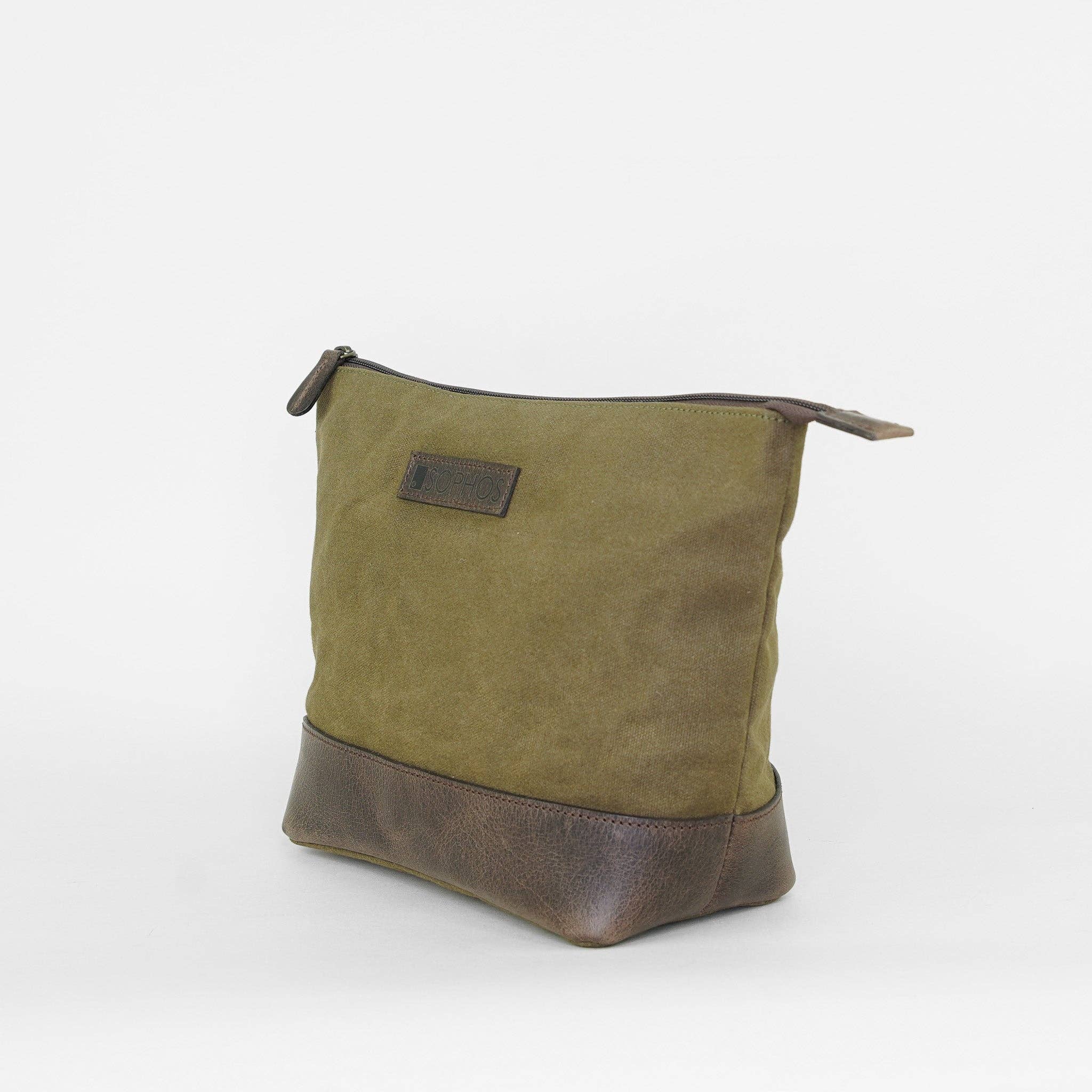 Sophos - Vendita all'ingrosso Beauty case - Unisex - Borsa da bagno triangolare in tela cerata verde oliva5