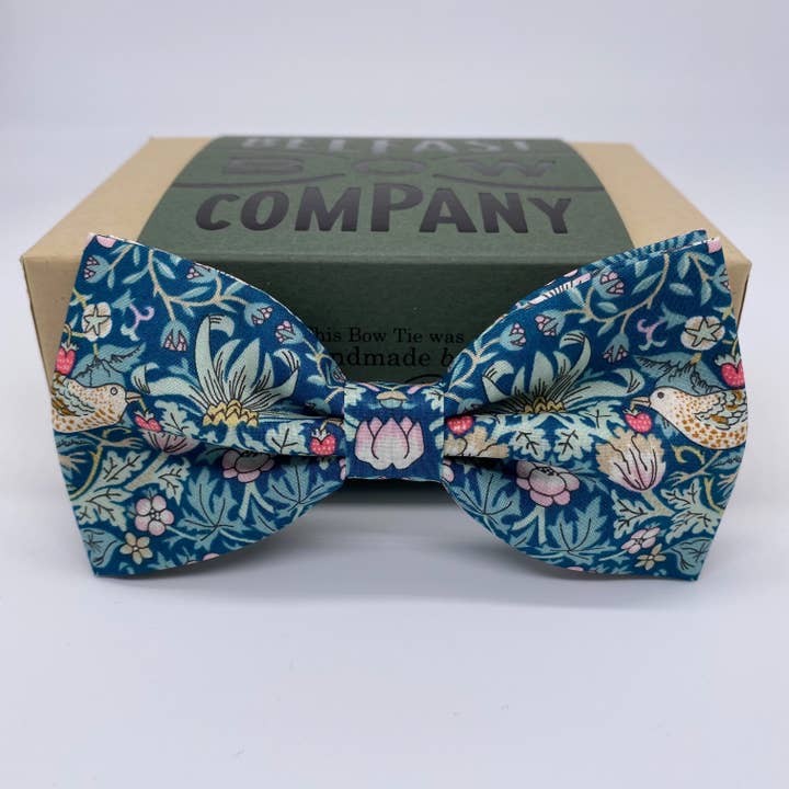 Liberty of London Bow Tie in Green Strawberry Thief for wholesale by Belfast Bow Company