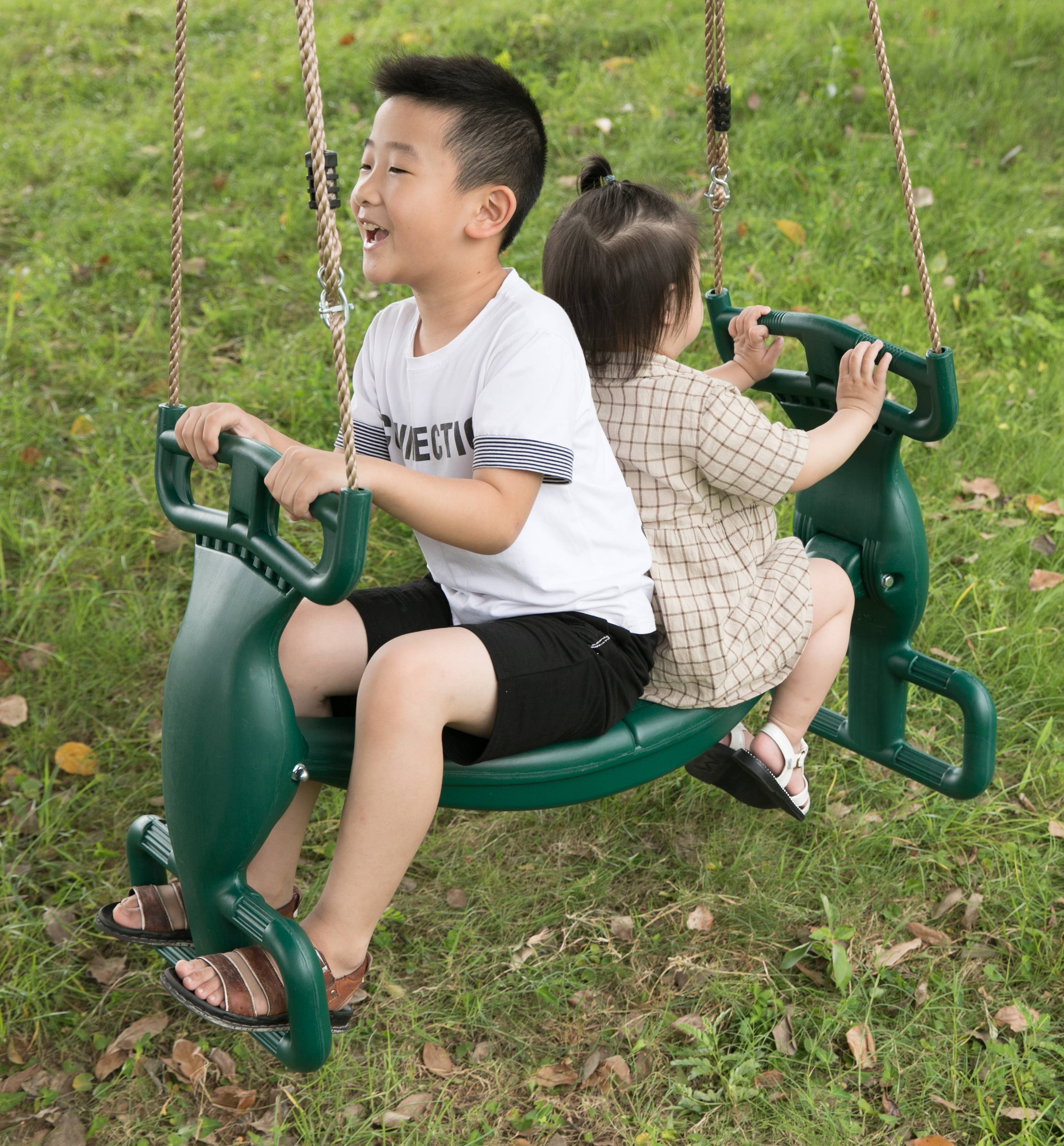 Quickway Imports - Wholesale Swing - Kids & Baby - Plastic Double Glider Playground 2 Person Swing - Green1