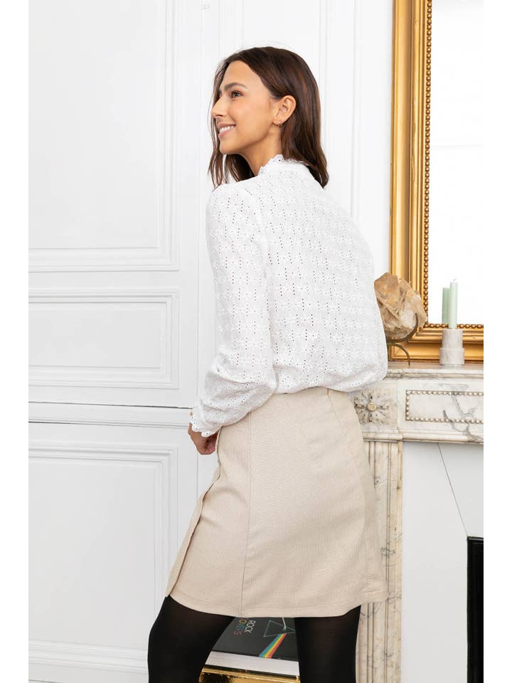 WHITE Embroidered cotton blouse - 3203T-JIMMY for wholesale on Faire2