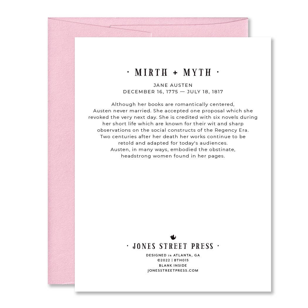 Jones Street Press - Venta al por mayor Tarjetas de cumpleaños - Tarjeta de felicitación de cumpleaños Orgullo y Prejuicio - Jane Austen1