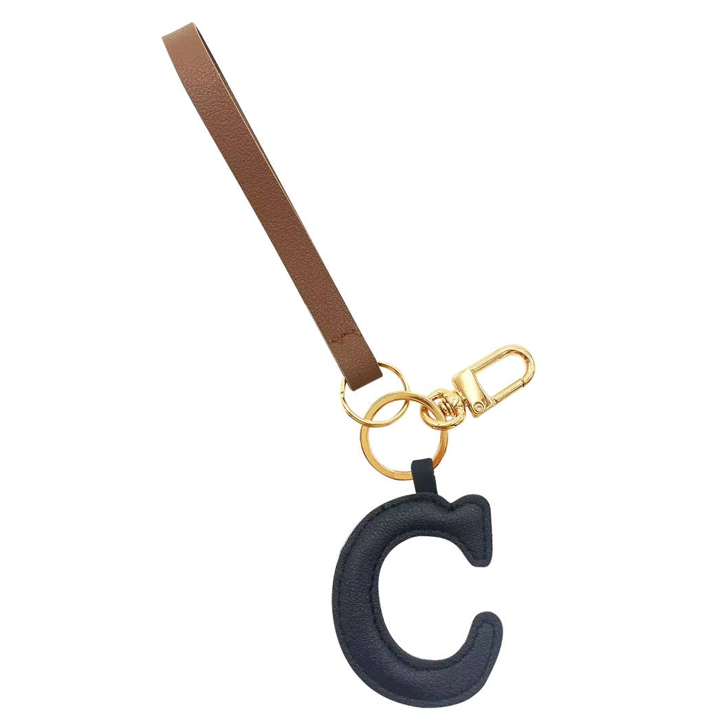 Fashion City – wholesale Keychain – Women's – Alphabet Faux Leather Key Chain Bag Charm0