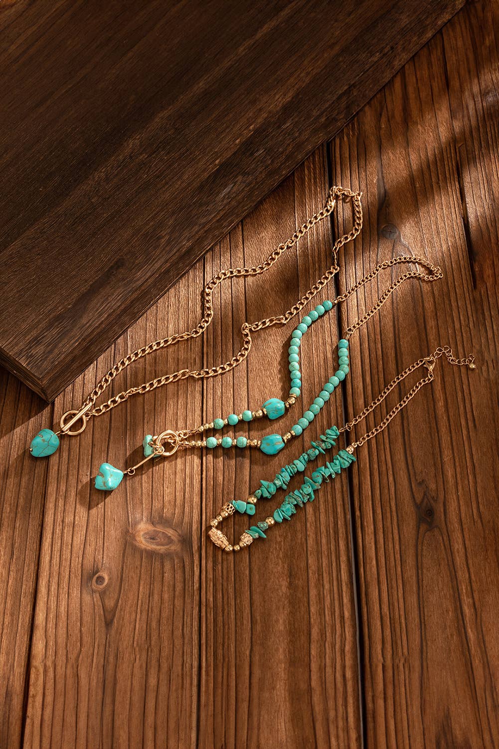 Green Plated Toggle Clasp Turquoise Cable Chain Layered Necklace for wholesale on Faire2