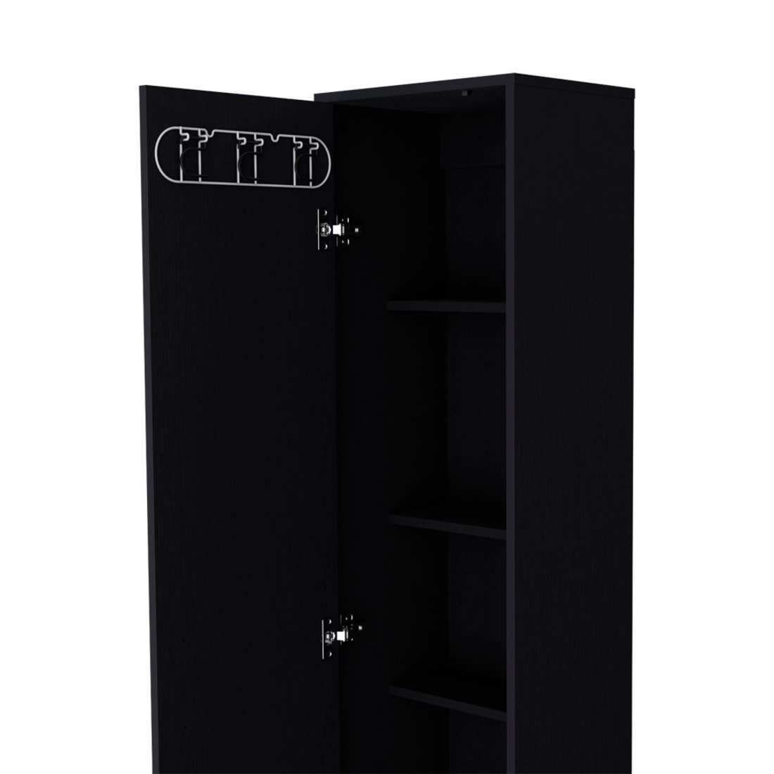 HomeRoots - Wholesale Kitchen storage/organiser - 71" Black Wood Pantry Or Storage Cabinet5