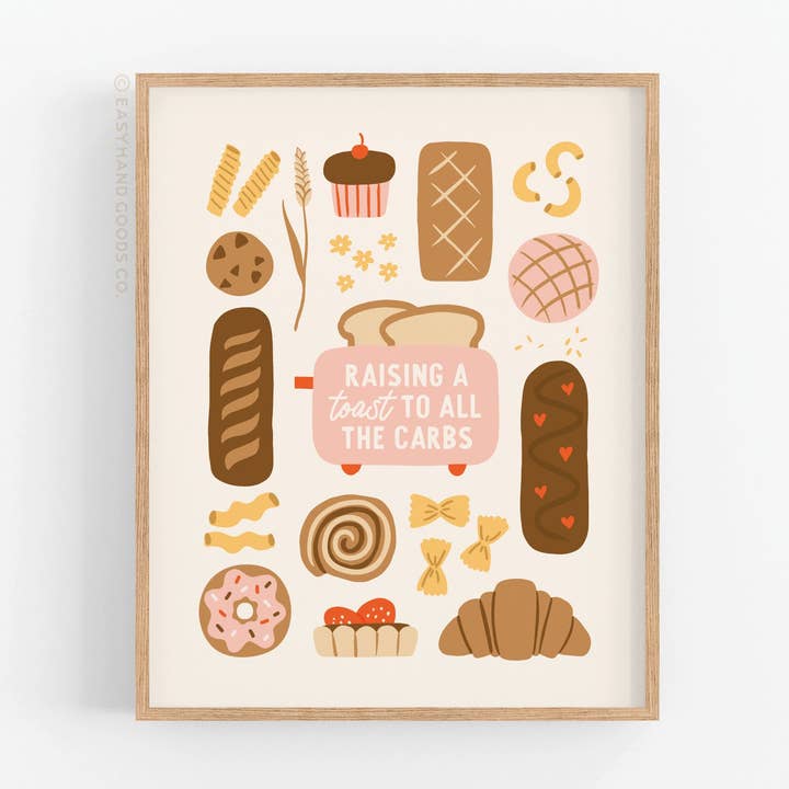 Toast to the Carbs Art Print for wholesale by Easyhand Goods – formerly Onderkast