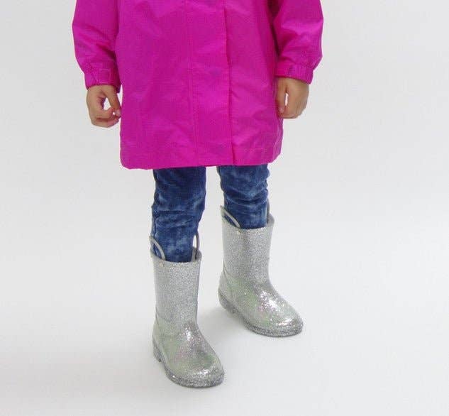 Kids Glitter Rain Boot - Silver for wholesale on Faire7