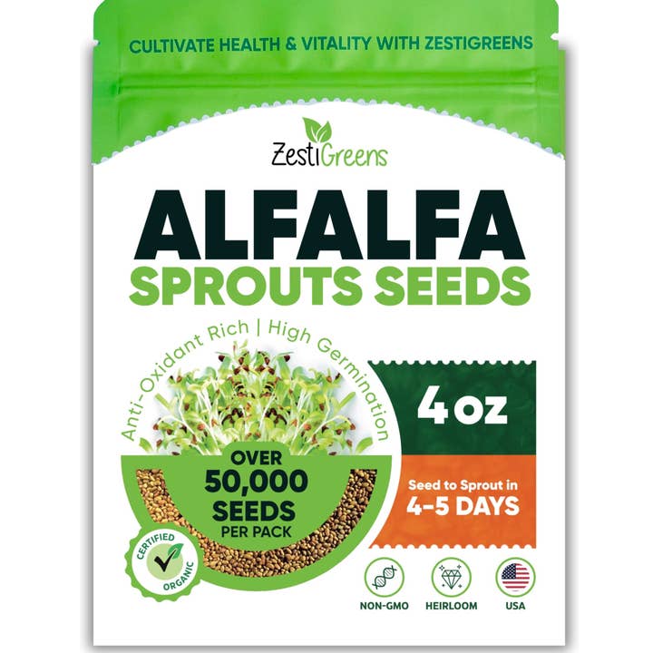 Organic USA Alfalfa Seeds for Sprouting & Microgreens for wholesale by ZestiGreens