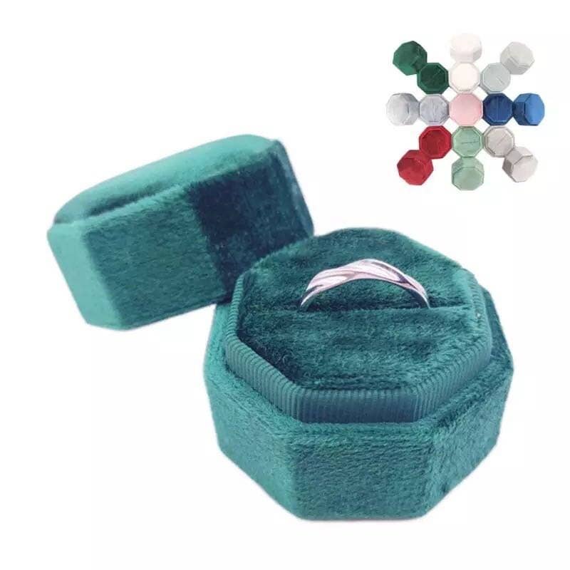 Zakka - Venta al por mayor Joyero/organizador de joyas - Caja de anillo hexagonal individual de terciopelo premium en 3 colores para boda1