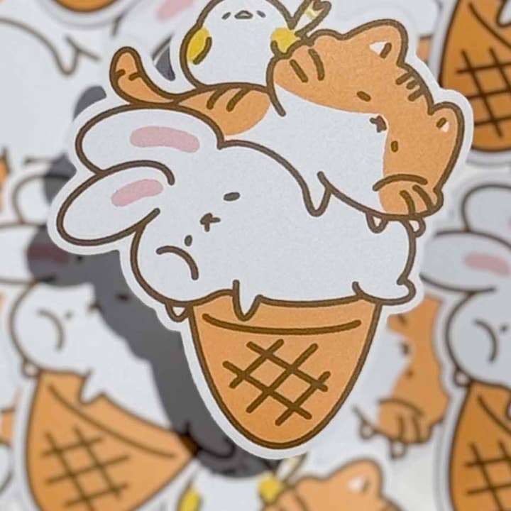 Ice Cream Pile Sticker for wholesale by No Thoughts Club