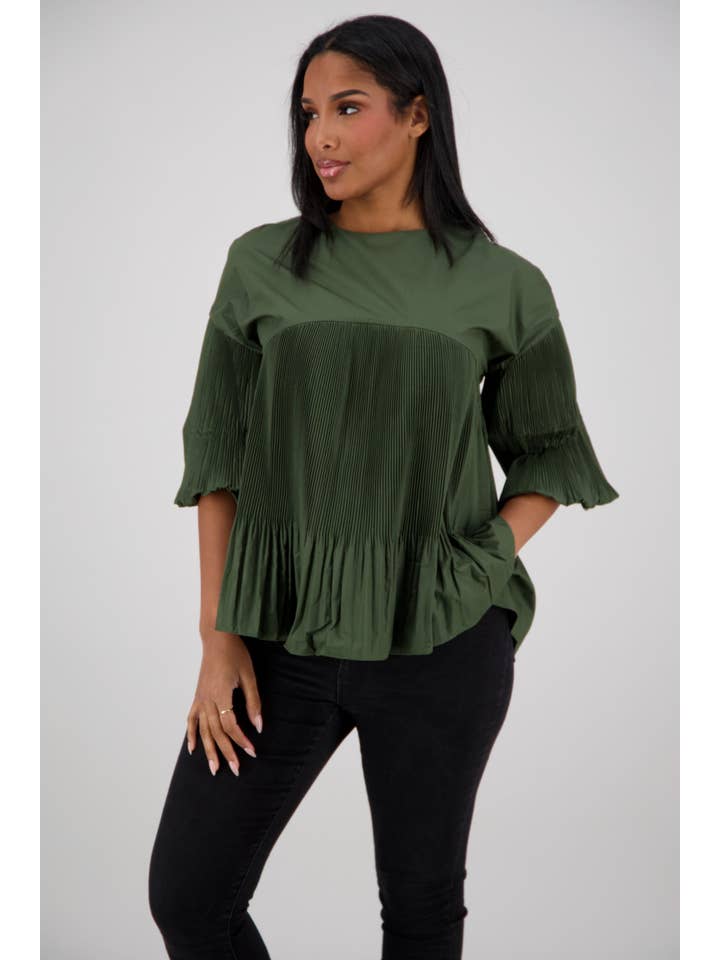 Advance Apparels - Wholesale Blouse - Women's - Back-Zip Accordion Top SW-59727