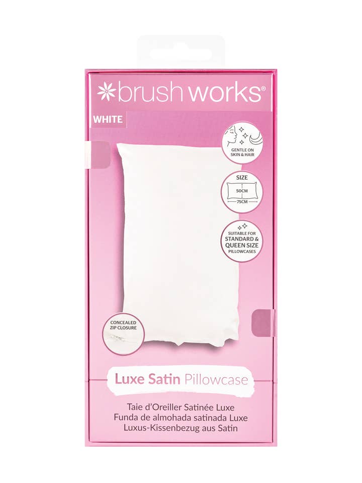 Brushworks Luxe Satin Pillowcase - White for wholesale by Soinvogue