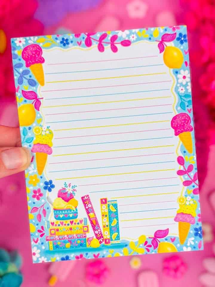 Bloc-notes Lemon Scoops & Tales 4,25" x 5,5" pour la vente par Emily Cromwell Designs