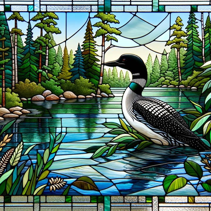 Cosmic Artware - Wholesale Suncatcher - Stained Glass Vinyl Window Cling, Lake Loon