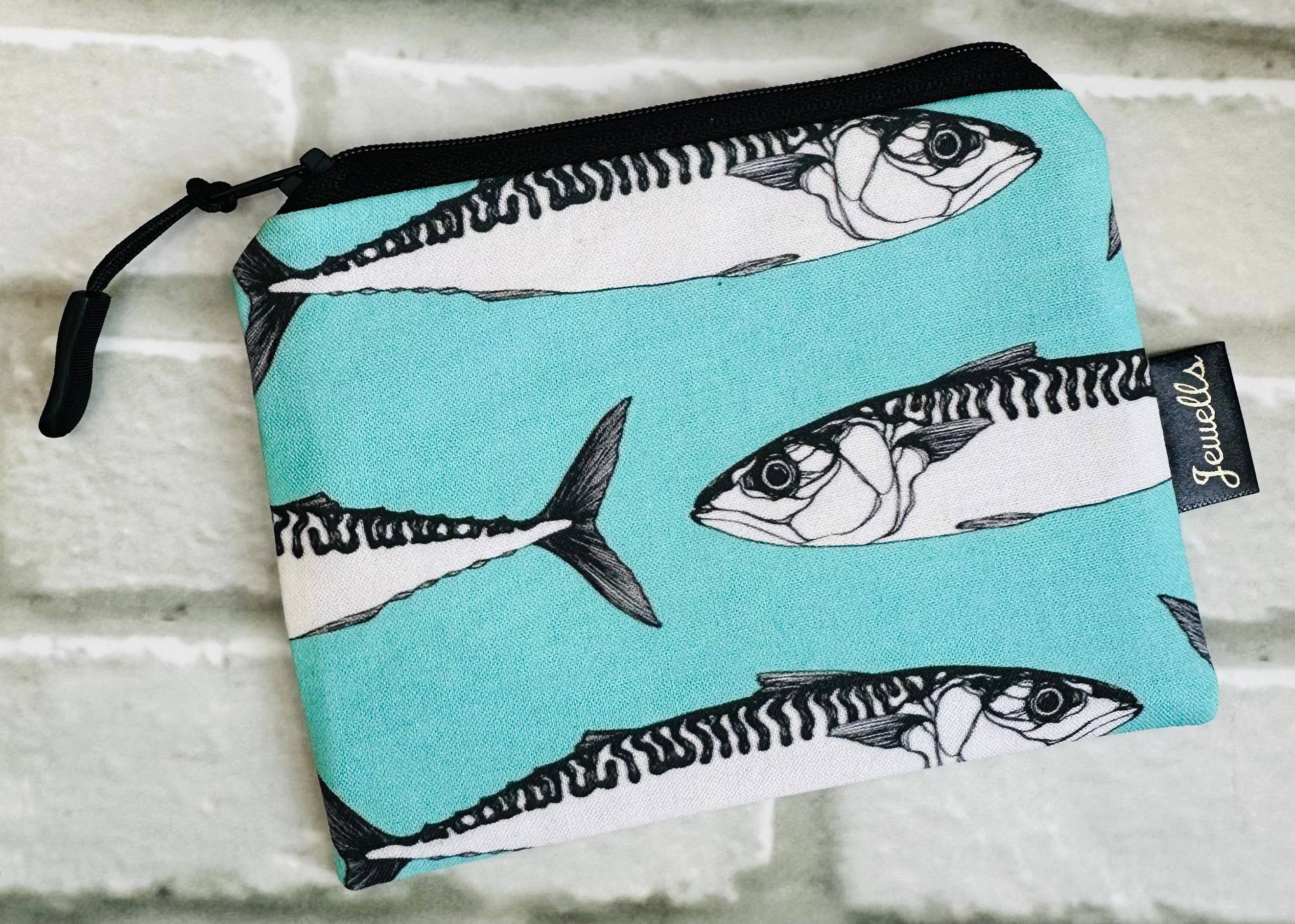 Jewells - Vente Porte-monnaie – femme - Pochette porte-monnaie en tissu maquereau de Cornouailles poisson turquoise0