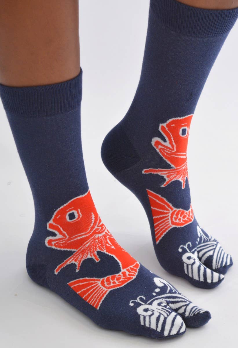 LES PETITS CAPRICES - Vendita all'ingrosso Pantofole a calza - Donna - Calzini in cotone LES PETITS CAPRICES Tabis con carpe koi1