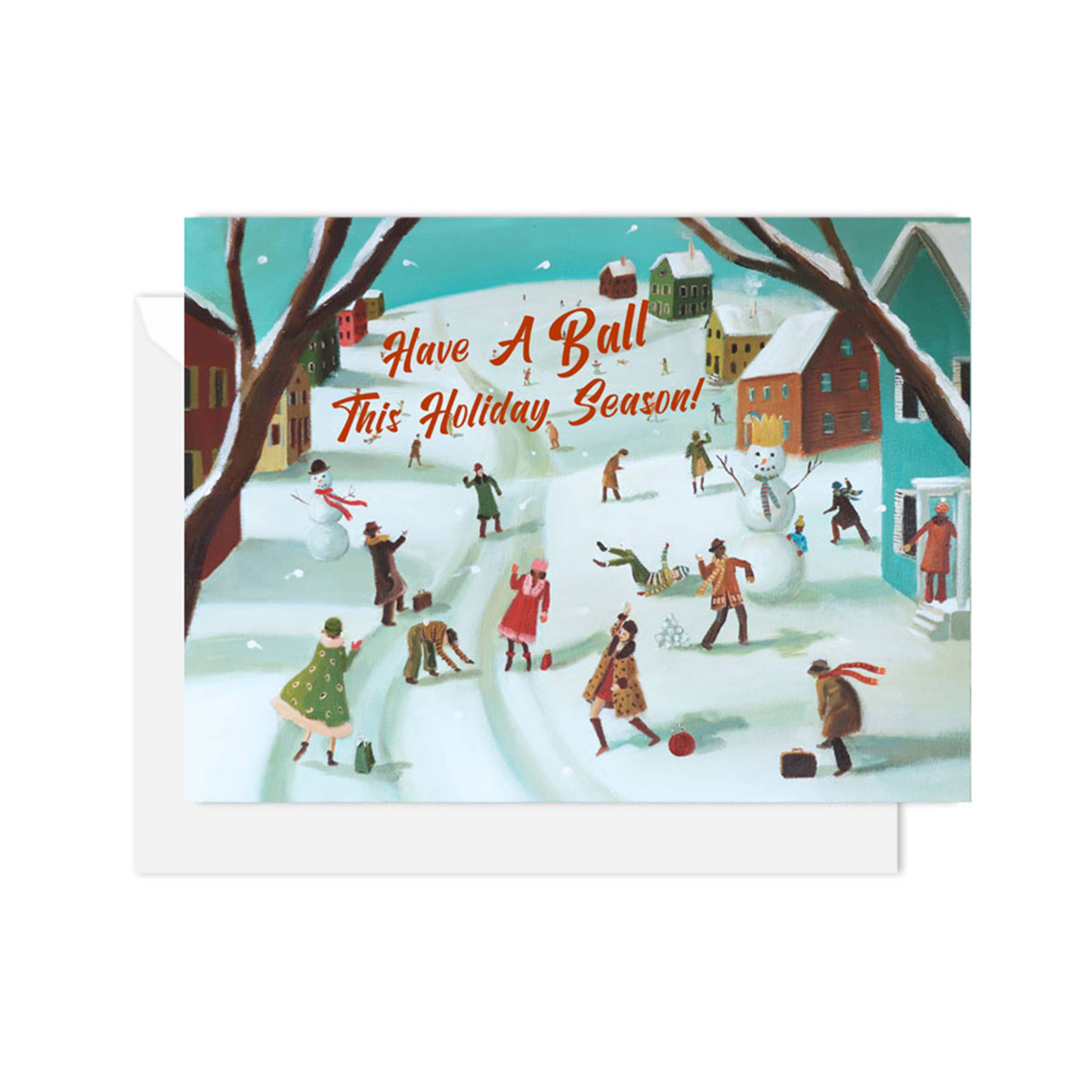JANET HILL STUDIO - Wholesale Christmas Card - The Great Snowball Fight Holiday Card