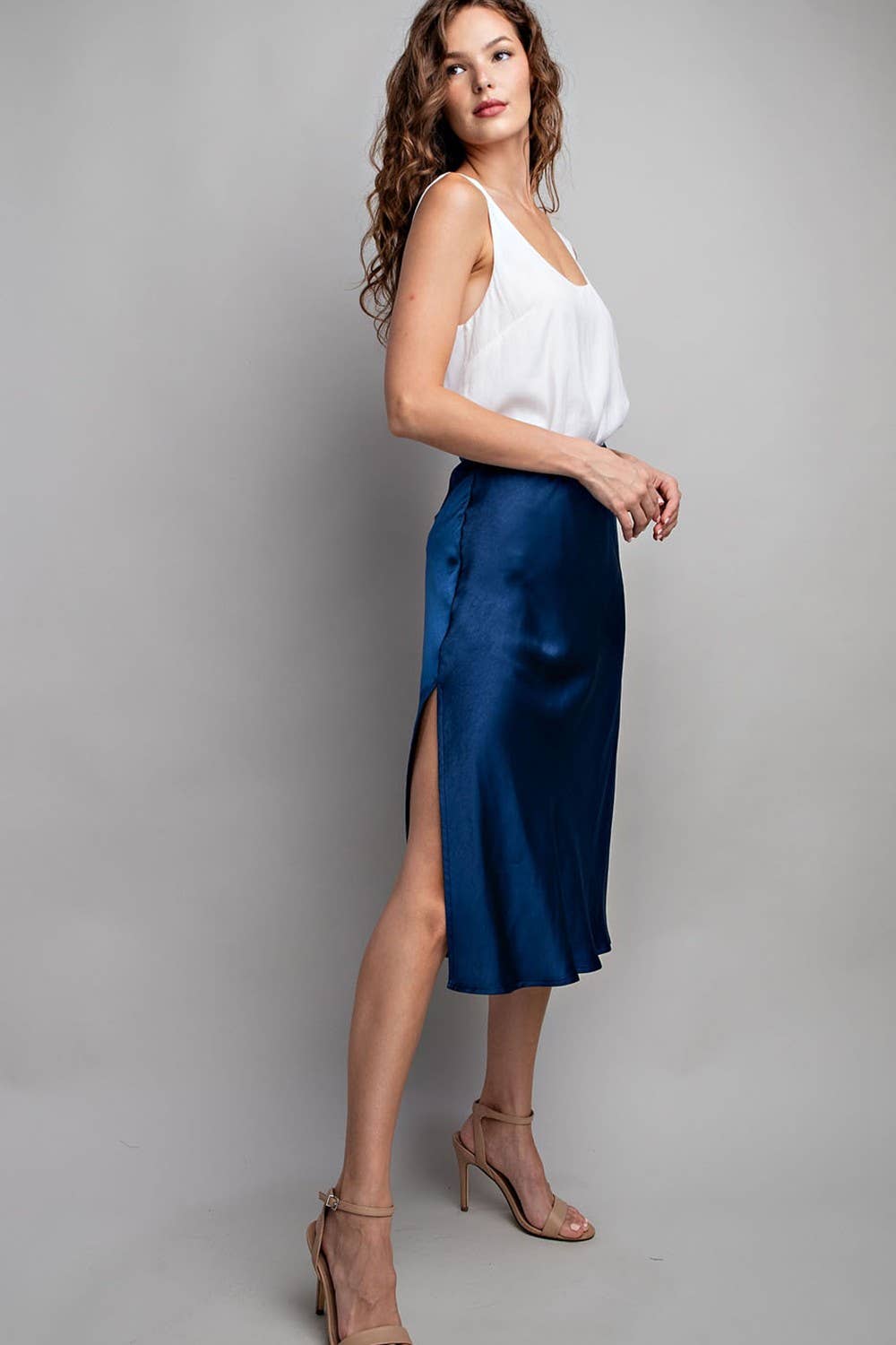 Peace Love Line - Wholesale Skirt - Women's - SLI4059 - SATIN MIDI SKIRT16