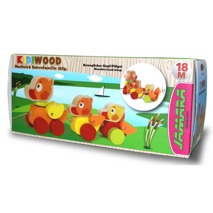 mhw24 - Venta al por mayor Juguete de madera - Niños - Juego de 3 juguetes de madera Kidiwood Pulling Duck Family