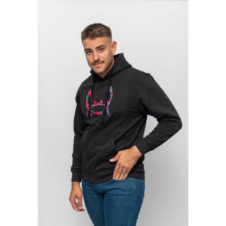 Zwarte hoodie van katoen met logo op de borst voor wholesale door Custi Mikelo: Made in Spain