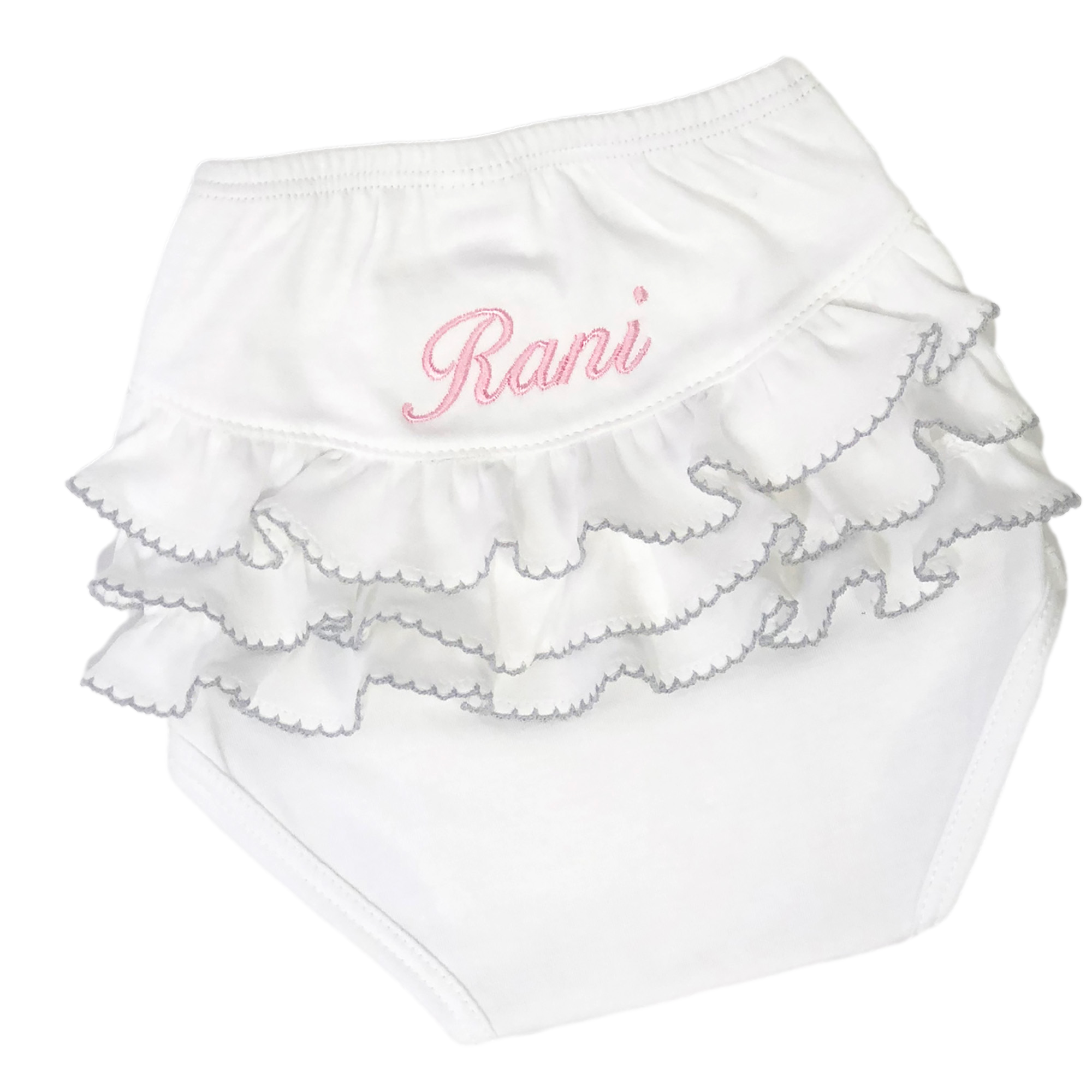 MARCELA - Wholesale Underwear/Diaper Cover - Baby - Baby Pima Cotton Bloomers  with Ruffles1