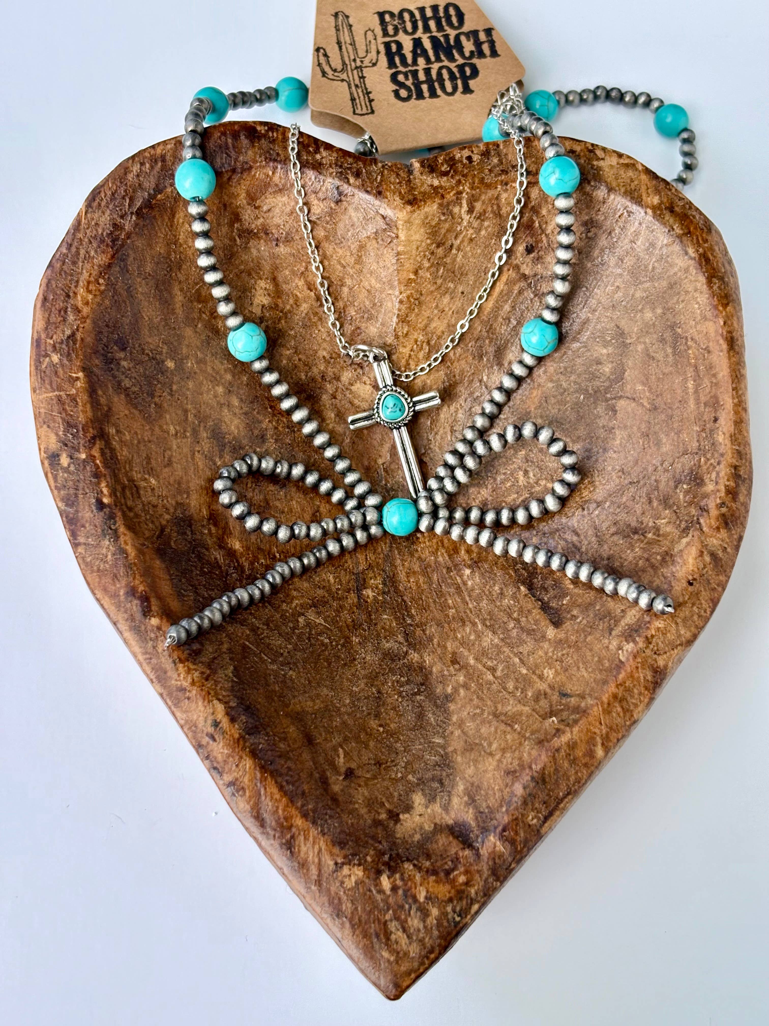 Boho Ranch Shop - Wholesale Pendant/Charm Necklace - 2 Layer Western Style Coquette Bow & Pendant Necklace7