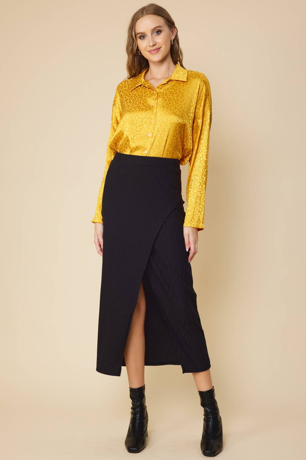 FSL Apparel - Wholesale Skirt - Women's - SS8032 - RIBBED WARP MIDI SEXY SKIRT0