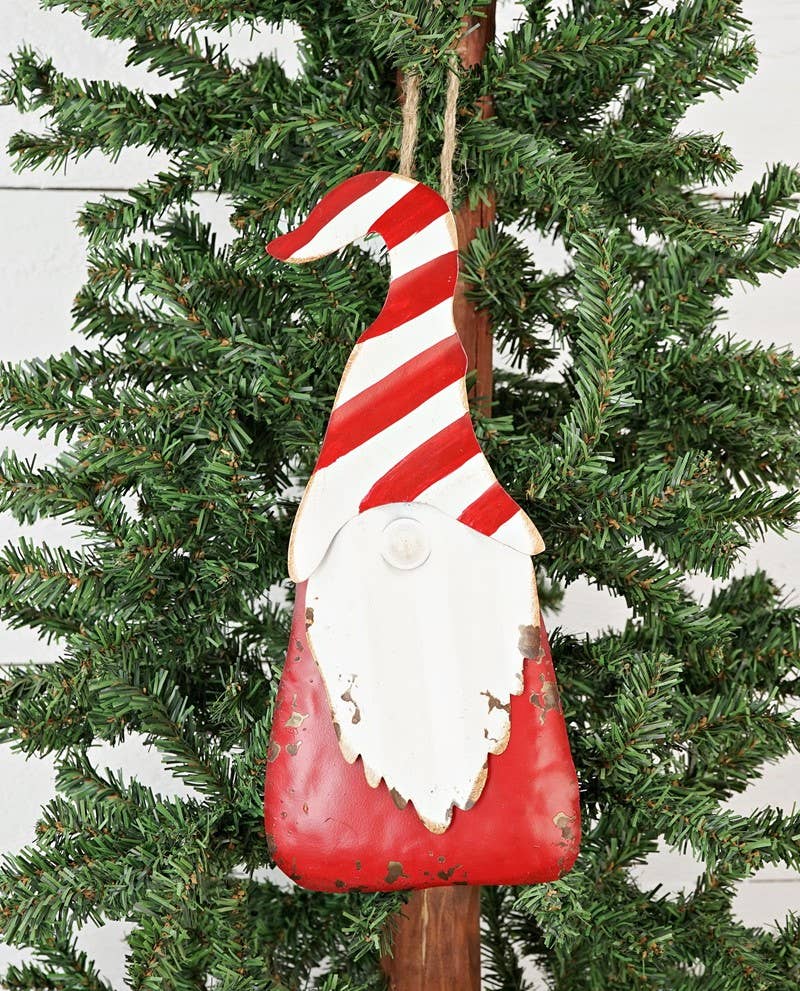 Holiday Depot Inc. - Wholesale Ornament Set - 11223- 12Lx5W Metal Ornament-Santa w. Peppermint Hat0