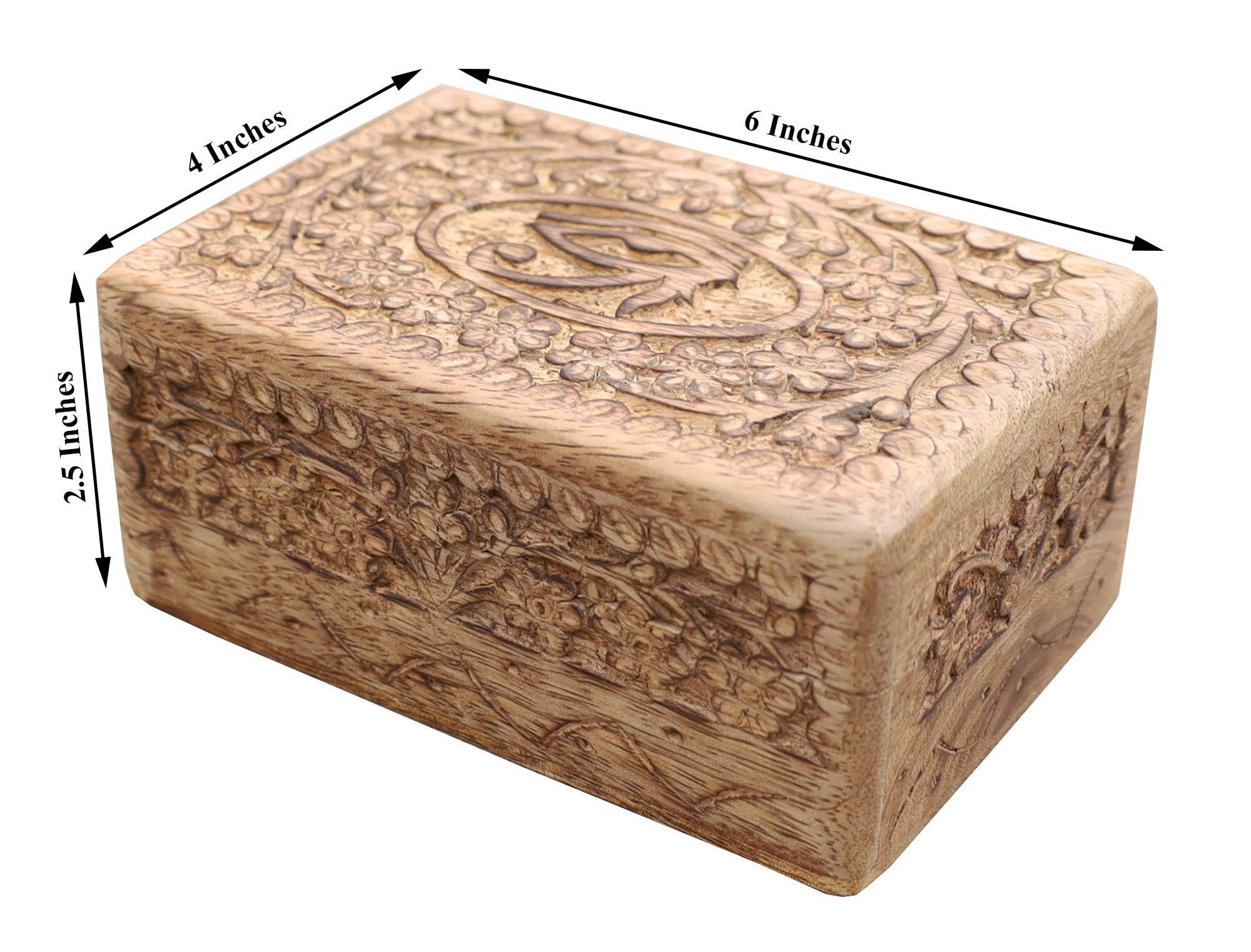 Lungta Imports - Wholesale Jewelry Box/Organizer - Egyptian Eye of Horus Hand Carved Jewelry Trinket Keepsake W10