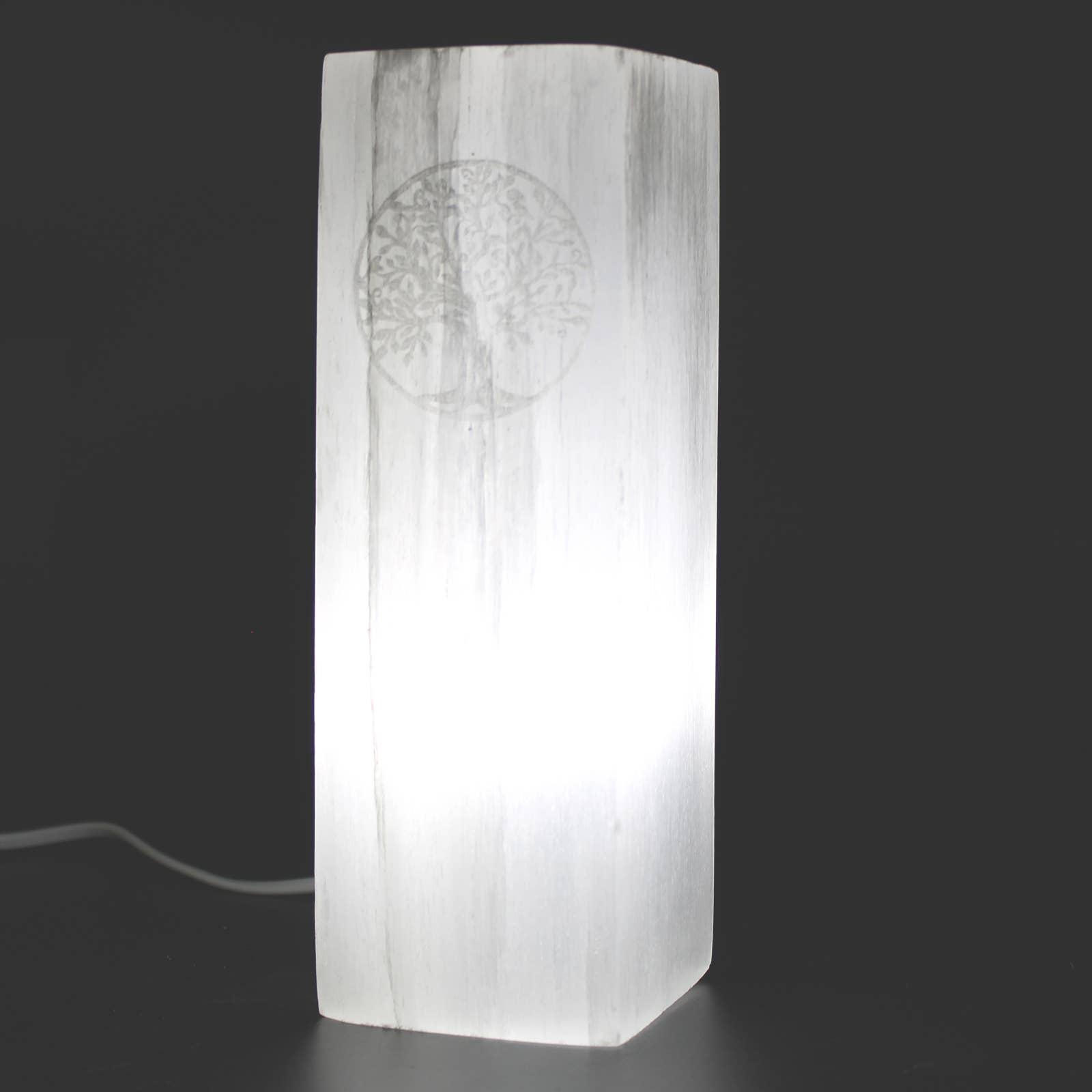Ancient Wisdom – wholesale Accent/desk lamp – Selenite Block Lamp 25cm - Tree of Life - UK plug1