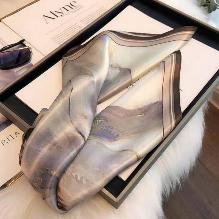 SueSilkHK - Wholesale Scarf - Women's - Mauve watercolor 100% mulberry Silk Scarf/Silk head scarf/Silk hair scarf/Silk neck scarf/Mother's Day Gifts/Bag Accessory/Gift for her3