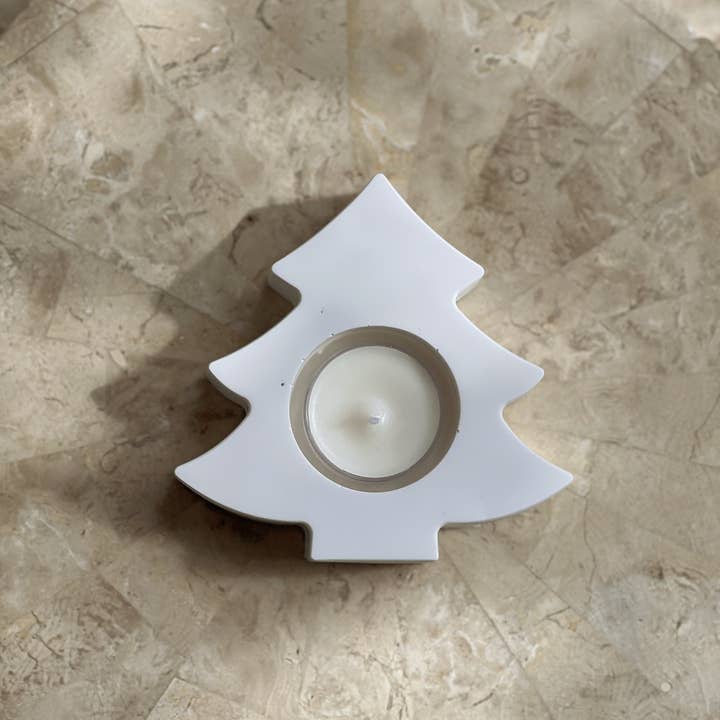 White Christmas Tree Tealight Holder for wholesale on Faire2