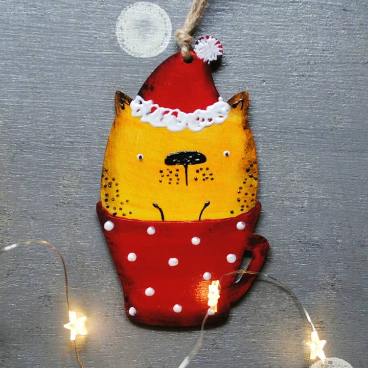 Weihnachtsmann Katze in Cup Ornamente Dekoration Weihnachten Home Decor für den Großhandel von HandyHappy