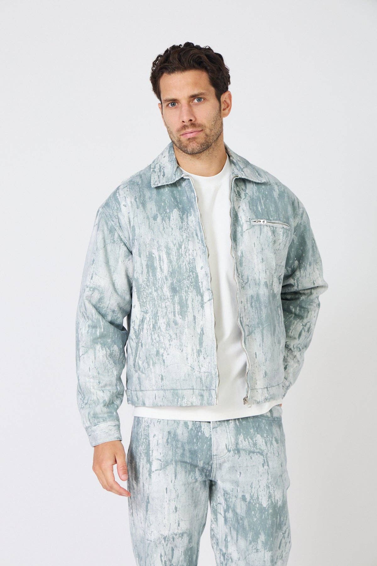 TOP MONDAY - Wholesale Top & Pant Set (NOT Loungewear) - Men's - Paint Effect Denim Set – Street Chic Look for Winter9