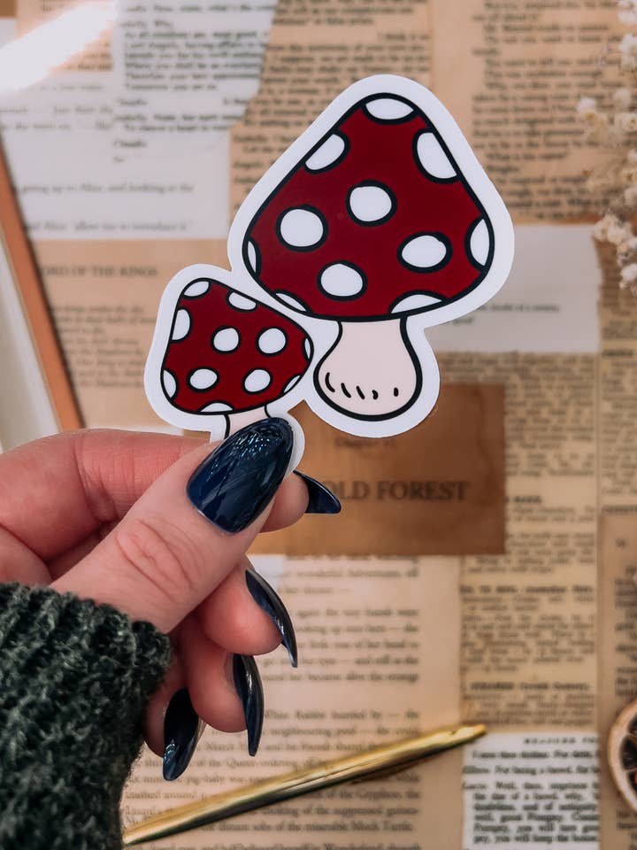 Autocollant Champignon, 3x3 pouces pour la vente par Twelfth Pine