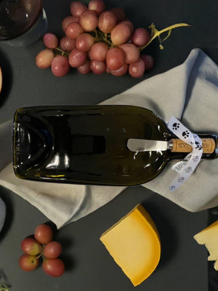 Slumped Wine Bottle Platter for wholesale by Rescued Whines