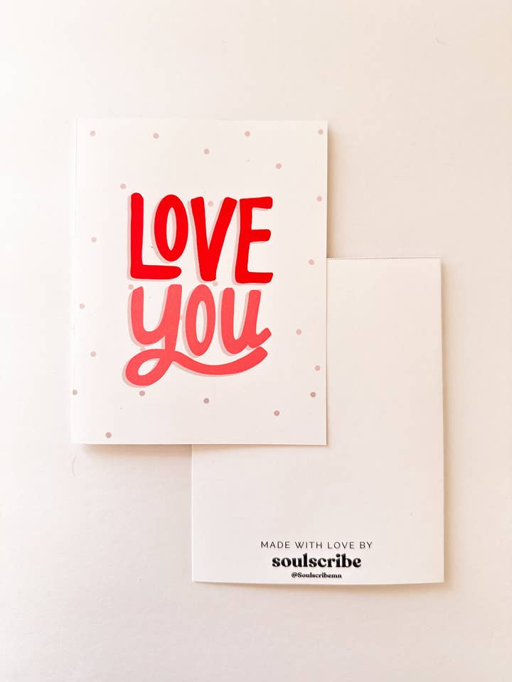 Valentine's Day Card Love You Dots, Handcrafted Love Notes for wholesale by Soulscribe