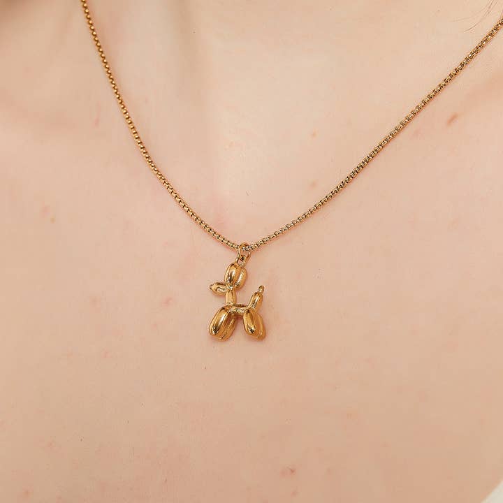 Melange Blanc - Wholesale Pendant/Charm Necklace - Camilie Balloon Puppy Dog Charm Necklace in gold & silver4