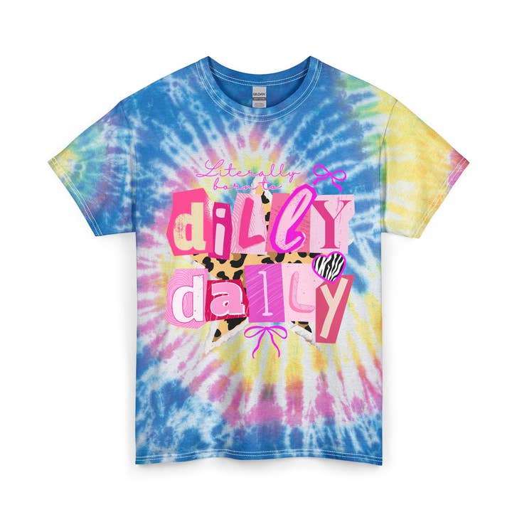 Dilly Dally Tie-Dye T-shirt — Speels Blauw Grafisch T-shirt voor wholesale door Apparel Crush