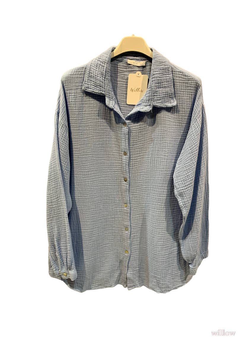 Moonsun - Wholesale Button Down Shirt - Women's - Cotton gauze shirt #303622