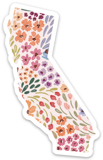 Elyse Breanne Design - Wholesale Sticker - California Floral State Sticker 3.25x2.5in5