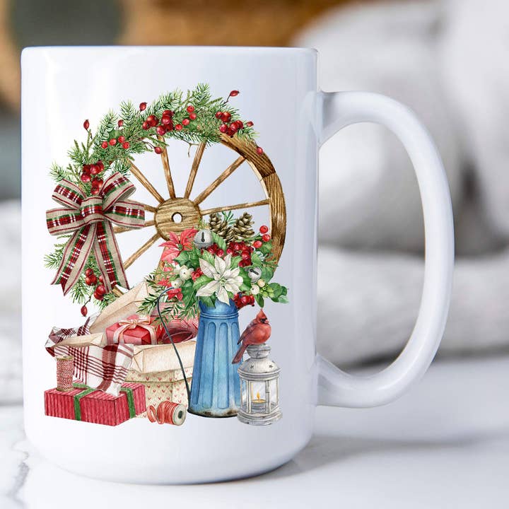 Julevognhjul præsenterer kardinal kaffekrus for engroshandel hos Avery Lane Gifts