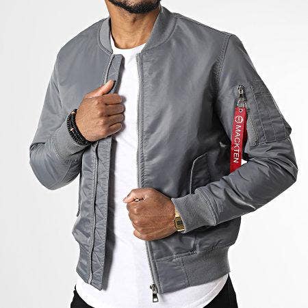 MACKTEN - Wholesale Bomber Jacket - Men's - Men's grey bomber jacket1