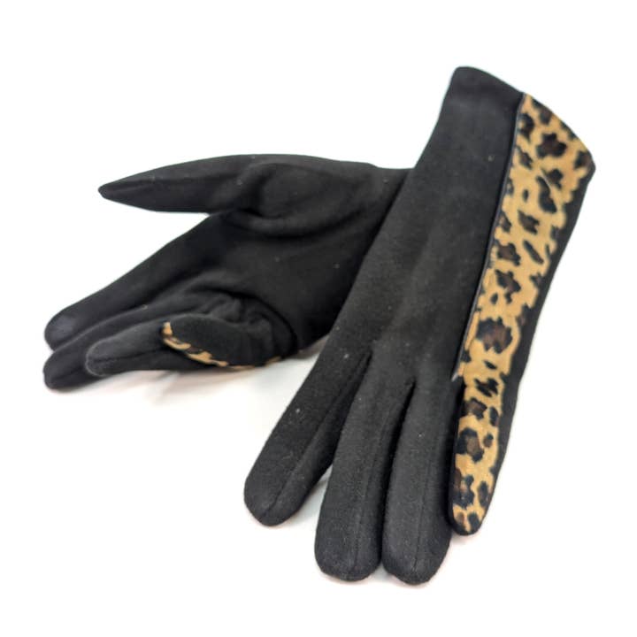 Black Ginger – wholesale Gloves – Women's – Animal Print Brushstroke Gloves - Black6