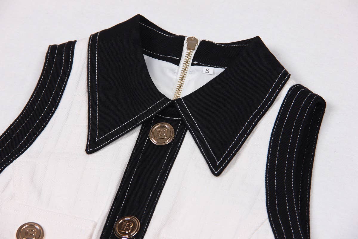 Productseeker - Wholesale Dress - Women's - DR038 Short-sleeved Dress With Gold Buttons1